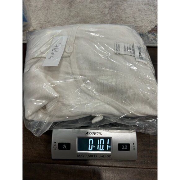 Chadwicks Button Front Pleated Cuffs Cardigan Sweater Off White Sz Medium Cozy - Picture 10 of 10